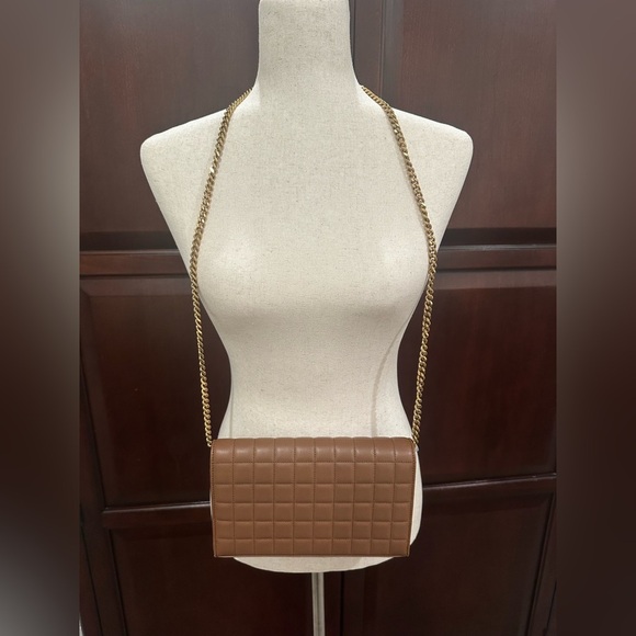 YSL Brown Quilted Wallet on chain - Picture 8 of 14